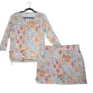 T by Talbots womens XL artsy retro skirt skort bundle set of 2 golf artsy boho